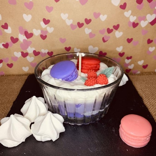 Bougie "Macaron Framboise & Violette" ~270gr